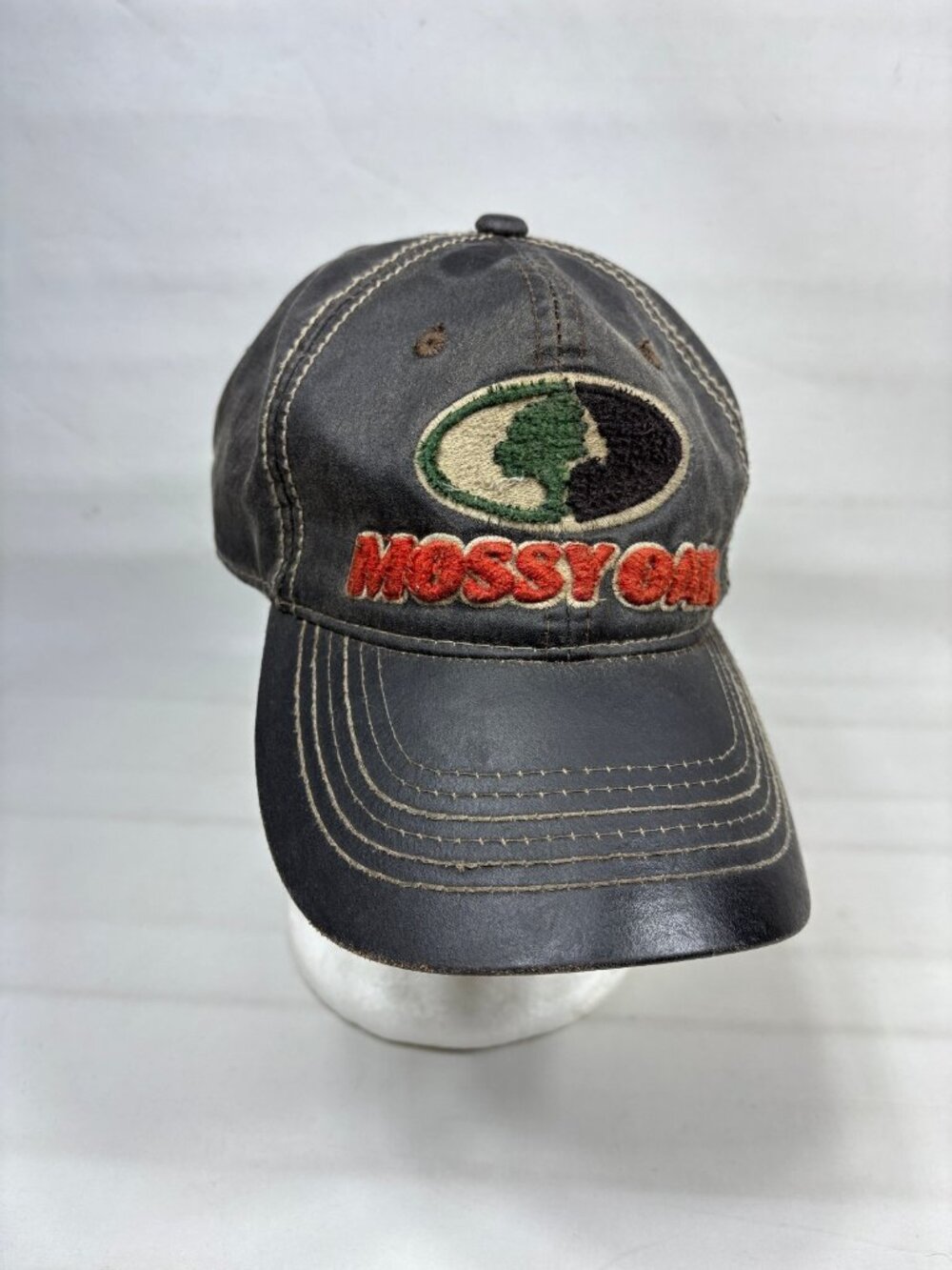 VTG 90s Y2K Mossy Oak Oilskin Waxed Canvas Brown Hunting Signatures Hat Cap